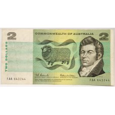 AUSTRALIA 1966 . TWO 2 DOLLARS BANKNOTE . COOMBS/WILSON . FIRST PREFIX FAA